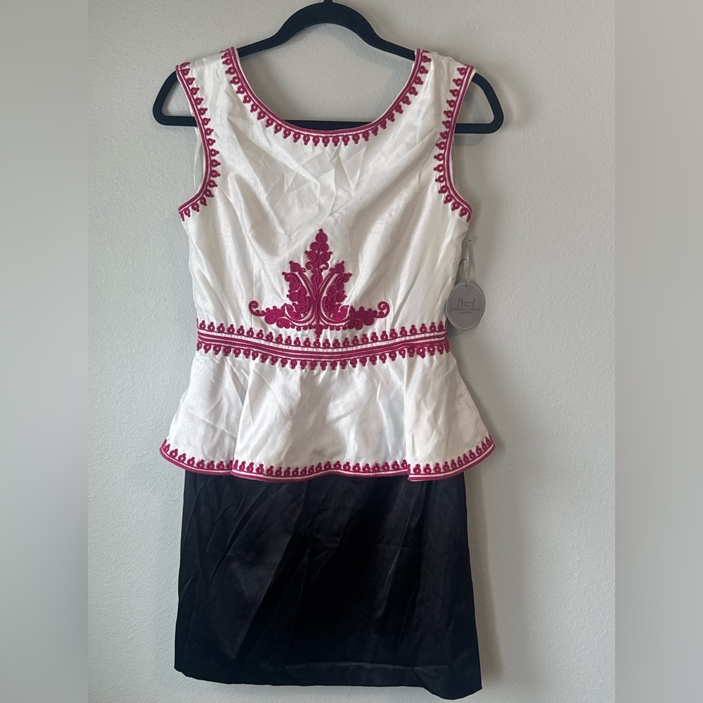 Pearl by Georgina White and Magenta Embroidered Peplum Dress